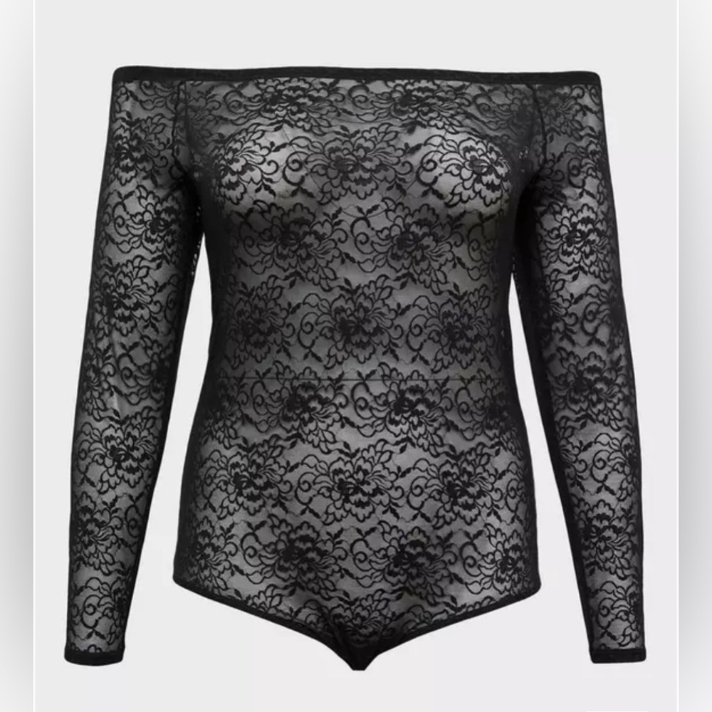 Torrid Lace Bodysuit Women’s Black Sexy Off-Shoulder Lingerie Dark Romantic Goth